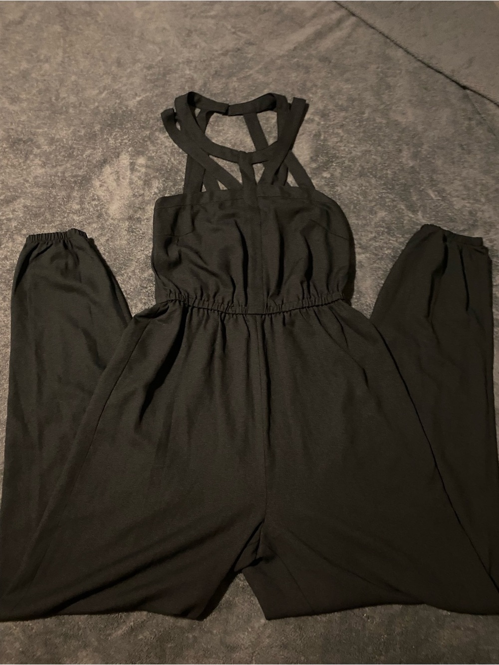 Nicki Minaj Black Strappy Halter Jumpsuit